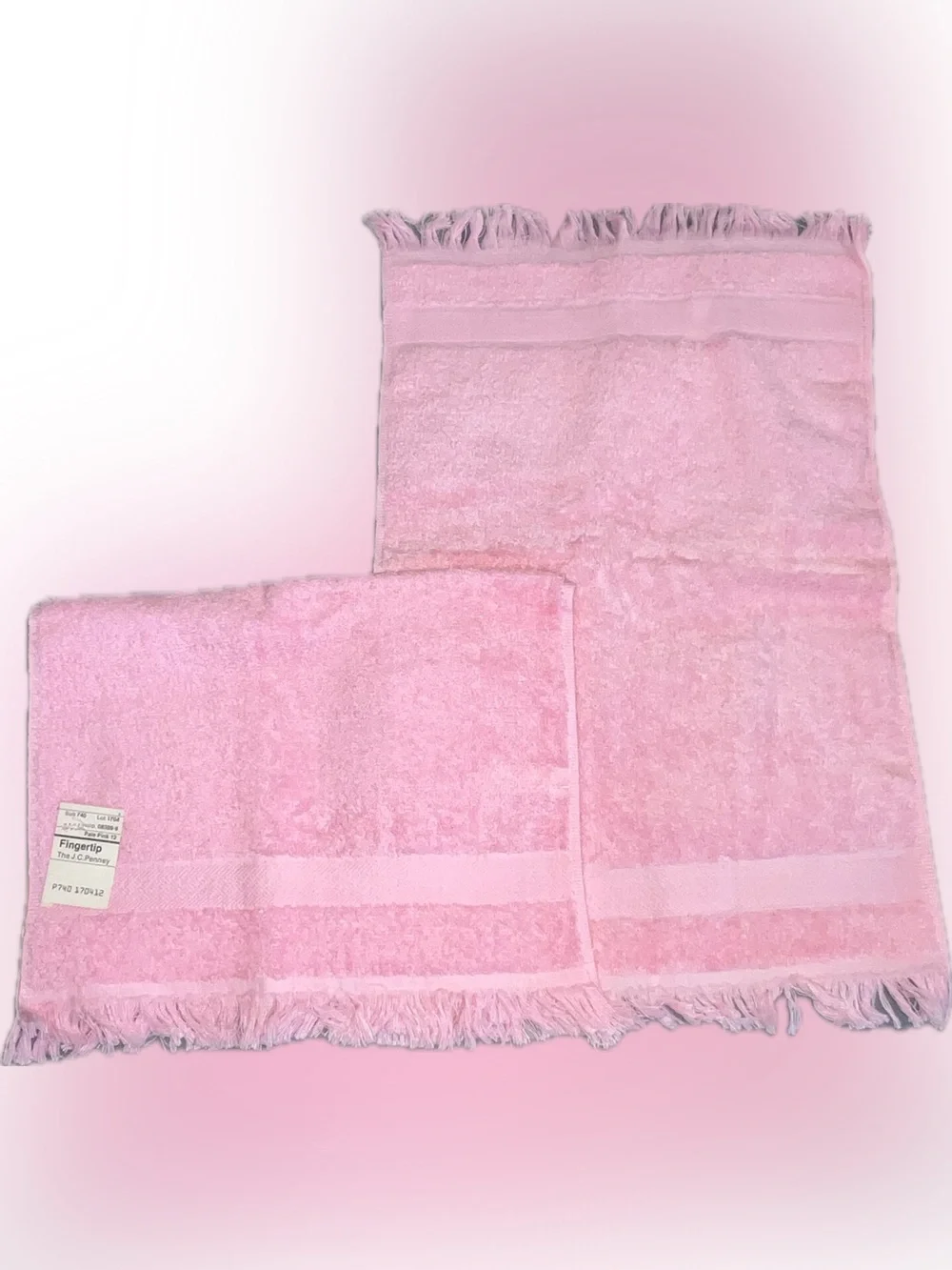 🔴New jcpenney Pink Decorative Fringe Finger Tea Towel Kitchen Bathroom 2 PCS